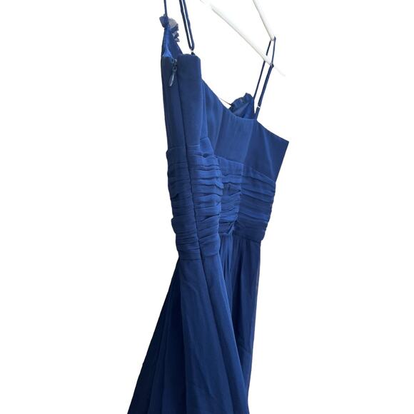 NEW Laundry Shelli Segal Silk Cocktail Dress Navy Blue Sweetheart Neck Women 4 - Picture 4 of 6